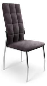 Scaun tapitat K416, gri/argintiu, stofa catifelata/metal, 43x54x101 cm