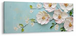 Tablou - Flori pe fundal albastru (120x50 cm)