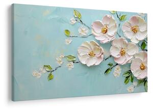 Tablou - Flori pe fundal albastru (90x60 cm)