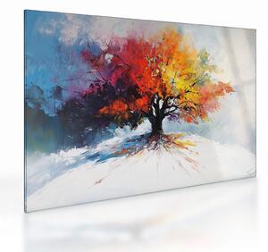 Tablou pe sticlă - Copac multicolor (70x50 cm)