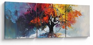 Tablou - Copac multicolor (cu ceas) (90x30 cm)