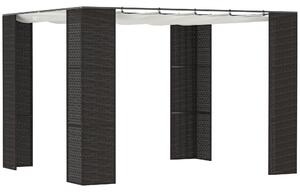 Foisorul Pergola de Gradina Outsunny 2,98x2,98m cu Copertina Retractabila, Structura Metalica si Coloane din Rattan PE, Negru si Alb