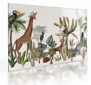 Tablou pe sticlă - Jungla plină de animale (70x50 cm)