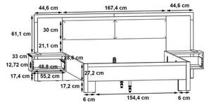 Cadru pat Acazio 160x200, stejar inchis/negru, PAL/metal, cu noptiere