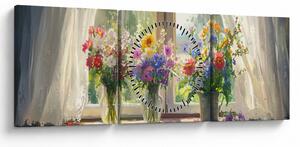 Tablou - Buchet la fereastră (cu ceas) (90x30 cm)