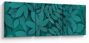 Tablou - Frunze turcoaz (cu ceas) (90x30 cm)