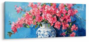 Tablou - Vază cu flori roz (120x50 cm)