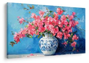 Tablou - Vază cu flori roz (90x60 cm)