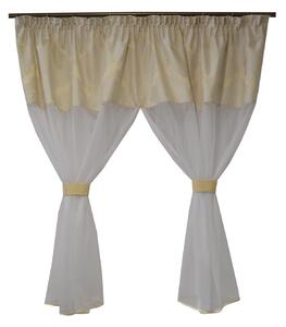 Perdea Velaria in alb cu tafta baroc ivoire, 220x145 cm