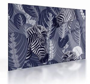 Tablou pe sticlă - Zebre albastre (70x50 cm)