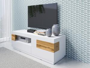 Comodă TV Livlore 103Stejar Wotan, Alb, Alb lucios, 16x5x6cm