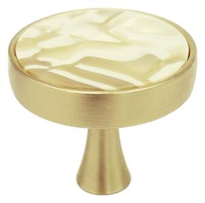 Buton pentru mobila Ines, finisaj alama periata light, cu medalion marmorat, D:30 mm