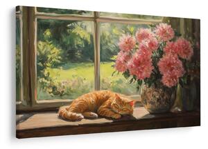 Tablou - Pisică la fereastră (90x60 cm)