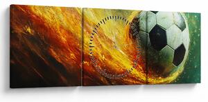 Tablou - Minge de Fotbal în Zbor (cu ceas) (90x30 cm)