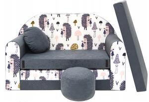 Canapea extensibilă gri pentru copii 98 x 170 cm Merry Hedgehog