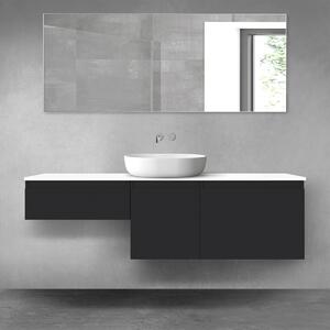 Oltens Vernal zestaw mebli łazienkowych 160 cm z blatem czarny mat/biały połysk 68436300