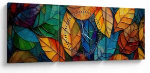 Tablou - Mozaic din frunze (cu ceas) (90x30 cm)