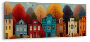 Tablou - Oraș de toamnă pictat (120x50 cm)
