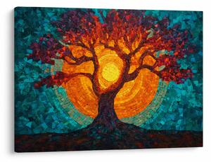 Tablou - Arborele vieții și soarele în mozaic (70x50 cm)