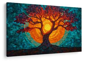 Tablou - Arborele vieții și soarele în mozaic (90x60 cm)