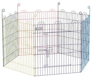 Gard pentru Caini cu 6 Panouri cu Inchidere cu Zavor, Gard pentru Caini Talie Medie din Metal, Ø120x60 cm, Multicolor PawHut | Aosom RO