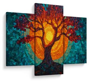 Tablou - Arborele vieții și soarele în mozaic (90x60 cm)