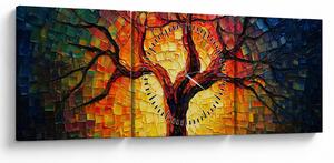 Tablou - Arborele vieții în mozaic (cu ceas) (90x30 cm)