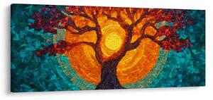 Tablou - Arborele vieții și soarele în mozaic (120x50 cm)