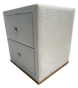 Noptiera VOLO, stofa buclata alb - Artemis 7342, 45x41x50 cm