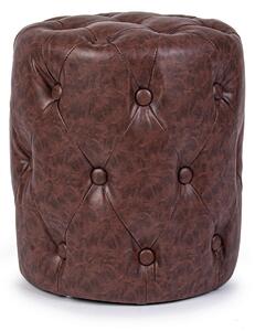 Taburet Batilda, Bizzotto, Ø34 x 39 cm, piele ecologica, cafeniu