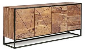 Bufet inferior cu 4 usi Egon, Bizzotto, 175 x 40 x 76 cm, otel/lemn de salcam