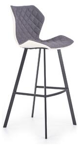 Scaun bar H83, gri/negru, stofa/piele ecologica/metal, 50x48x101 cm