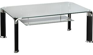 Masuta cafea ALBERTO, transparent/negru, sticla securizata/metal, 110X