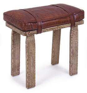 Taburet Charleston, Bizzotto, 54 x 30 x 53 cm, piele de bivol/lemn de mango