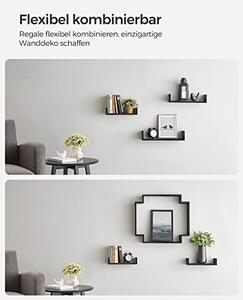 Set 3 etajere de perete, Songmics, Negru, 40x10x9 cm