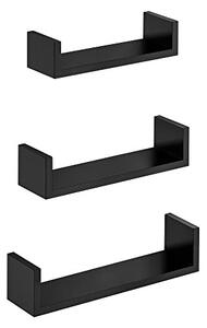 Set 3 etajere de perete, Songmics, Negru, 40x10x9 cm