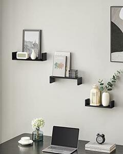 Set 3 etajere de perete, Songmics, Negru, 40x10x9 cm