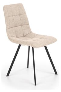 Scaun tapitat K402, bej/negru, stofa clasica/metal, 45x55x86 cm