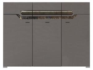 Comoda DAVOS D12, gri lucios, PAL laminat, 130x42x99 cm