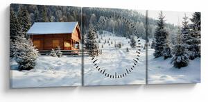Tablou - Cabană de munte (cu ceas) (90x30 cm)