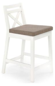 Scaun bar BORYS LOW, bej - Inari 23/alb, stofa/lemn, 41x48x83 cm