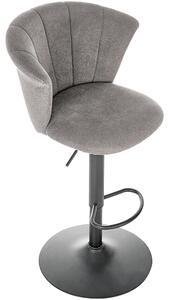 Scaun bar H104, gri/negru, stofa/otel, 55x53x90/112 cm