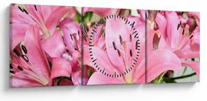 Tablou - Liliac roz (cu ceas) (90x30 cm)