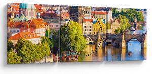 Tablou - Praga (cu ceas) (90x30 cm)