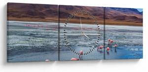 Tablou - Flamingo (cu ceas) (90x30 cm)