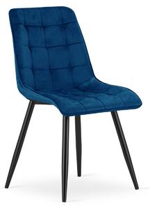 Scaun de masa SPLIT VELVET cu picioare negre, albastru