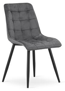 Scaun de masa SPLIT VELVET cu picioare negre, gri inchis