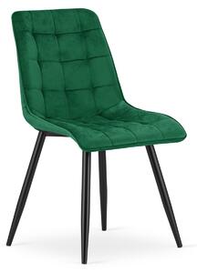 Scaun de masa SPLIT VELVET cu picioare negre, verde