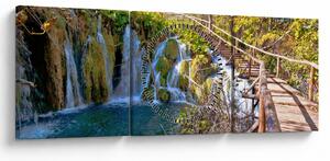Tablou - Intrare in cascade (cu ceas) (90x30 cm)
