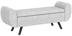 HOMCOM Bancă cu Spațiu de Depozitare cu Cotiere din Țesătură și Lemn 132x42x50 cm Gri | Aosom Romania